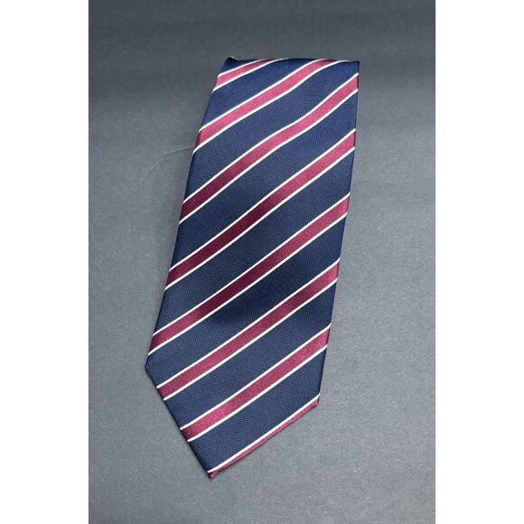 Banana Republic Navy & Burgundy Diagonal Stripe Silk Tie – 100% Silk Necktie - Picture 1 of 4